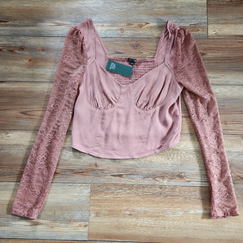 Wild Fable Bustier Top Womens M Brown Long Sleeve NEW